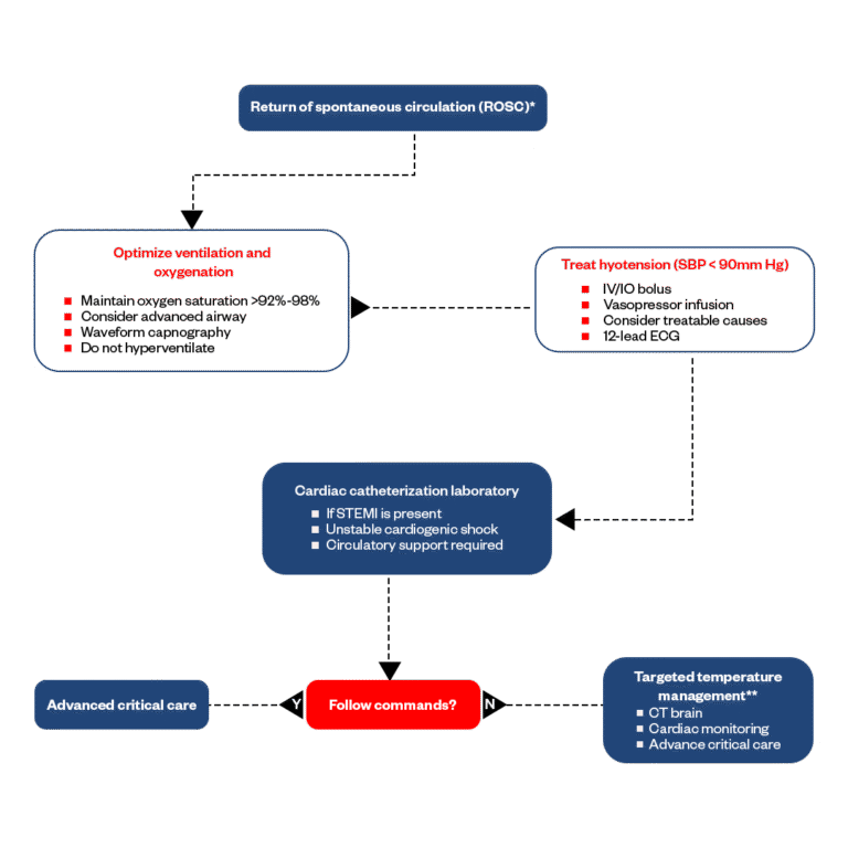 immediate post cardiac arrest care algorithm infographics