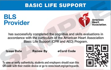 New AHA BLS Certification Card